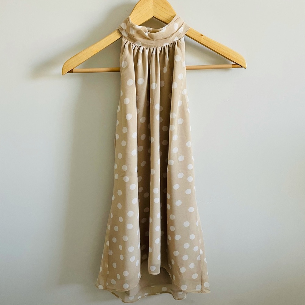 WHBM Polka dot tan blouse